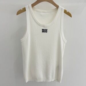Miu Miu White Ribbed Tank Top